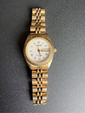 Geneve Gold-Tone Ladies Wristwatch with Roman Dial